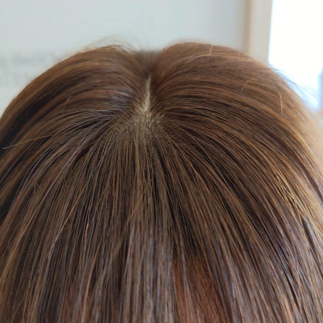 ★サラサラ人毛100%ウイッグ★ショートウルフ　ブラウン　人毛ウイッグ　 かつら