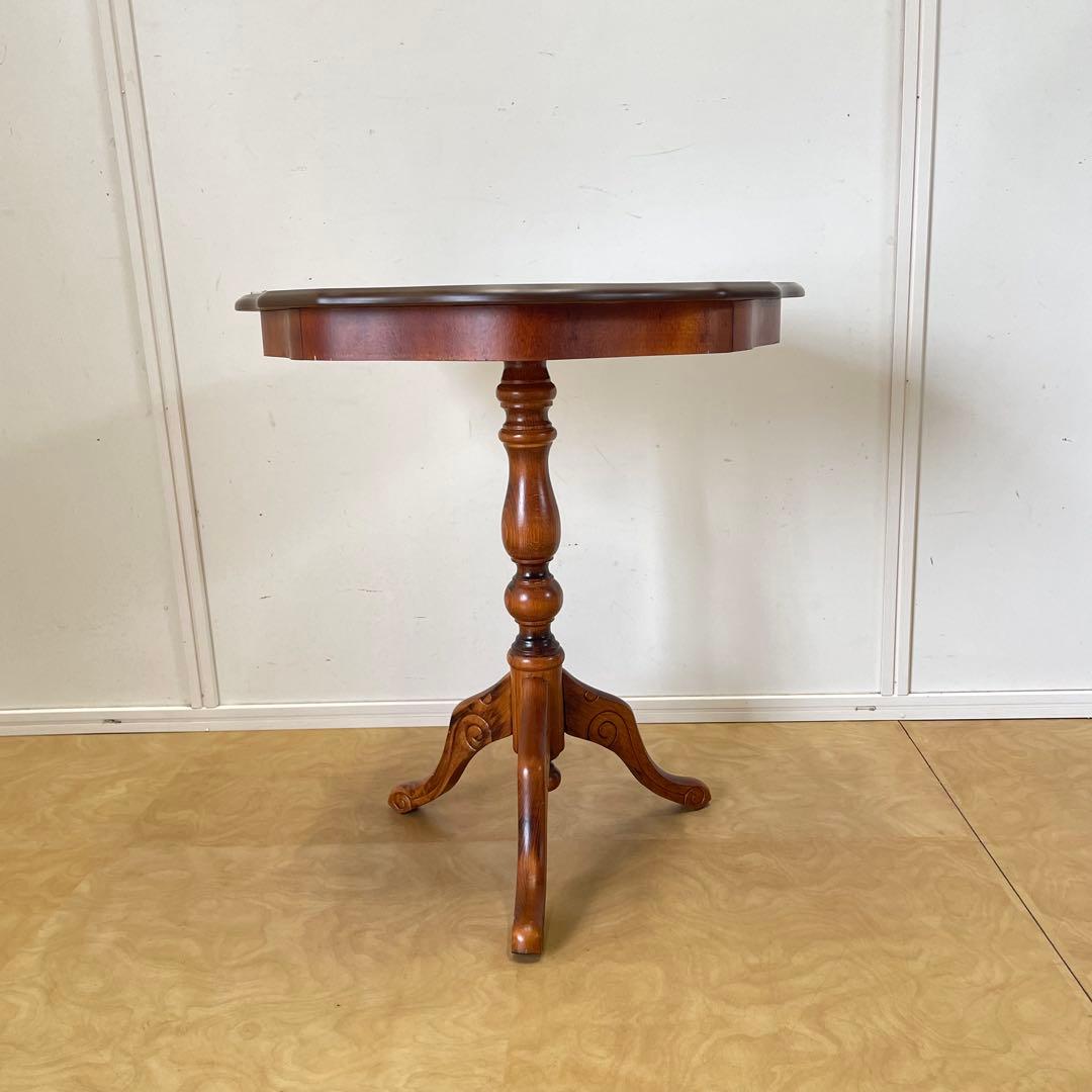 イタリア サイドテーブル 猫脚 象嵌 彫刻 アンティーク調 花台 コンソール