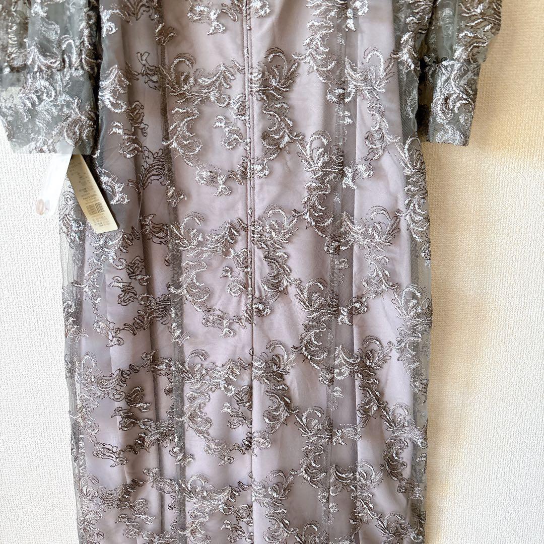 新作✨新品 リルアー ペイズリーパターンドレス 刺繍 レース 結婚式 グレー M