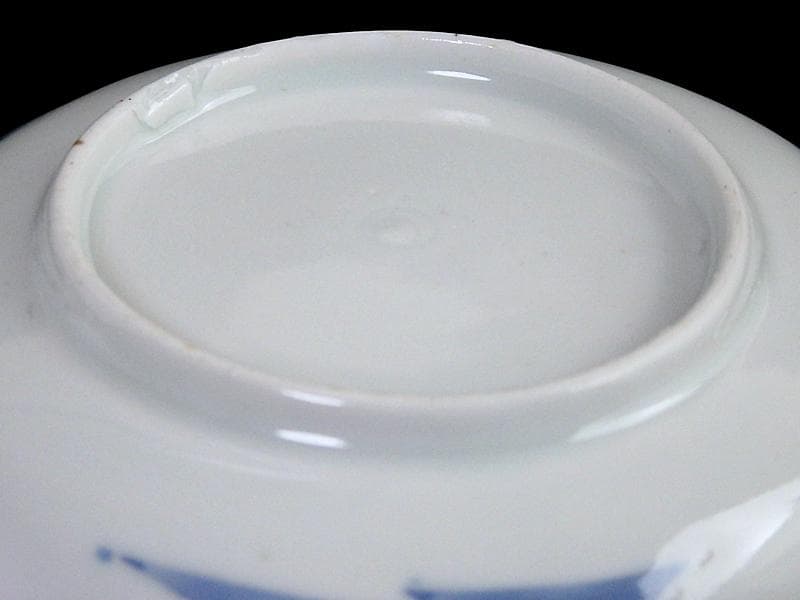 古伊万里　染付　山村に鳥　朝顔の図　３寸皿　豆皿　手塩皿　E595AS-CUc