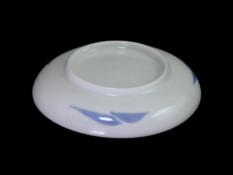 古伊万里　染付　山村に鳥　朝顔の図　３寸皿　豆皿　手塩皿　E595AS-CUc