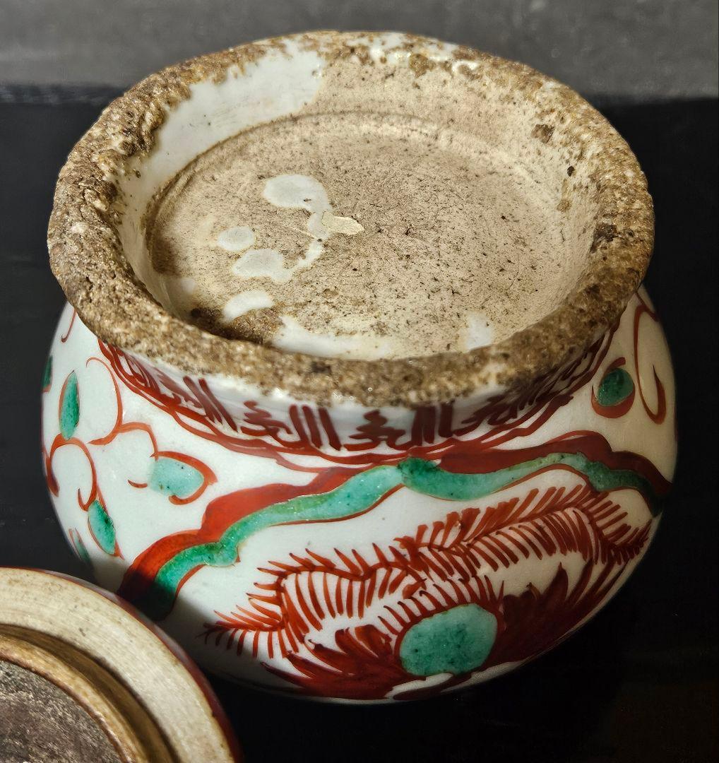 【本物保証❗】中国古陶磁　明朝明代　古赤絵　天啓赤絵　獅子摘　花に鳳凰の図　香炉