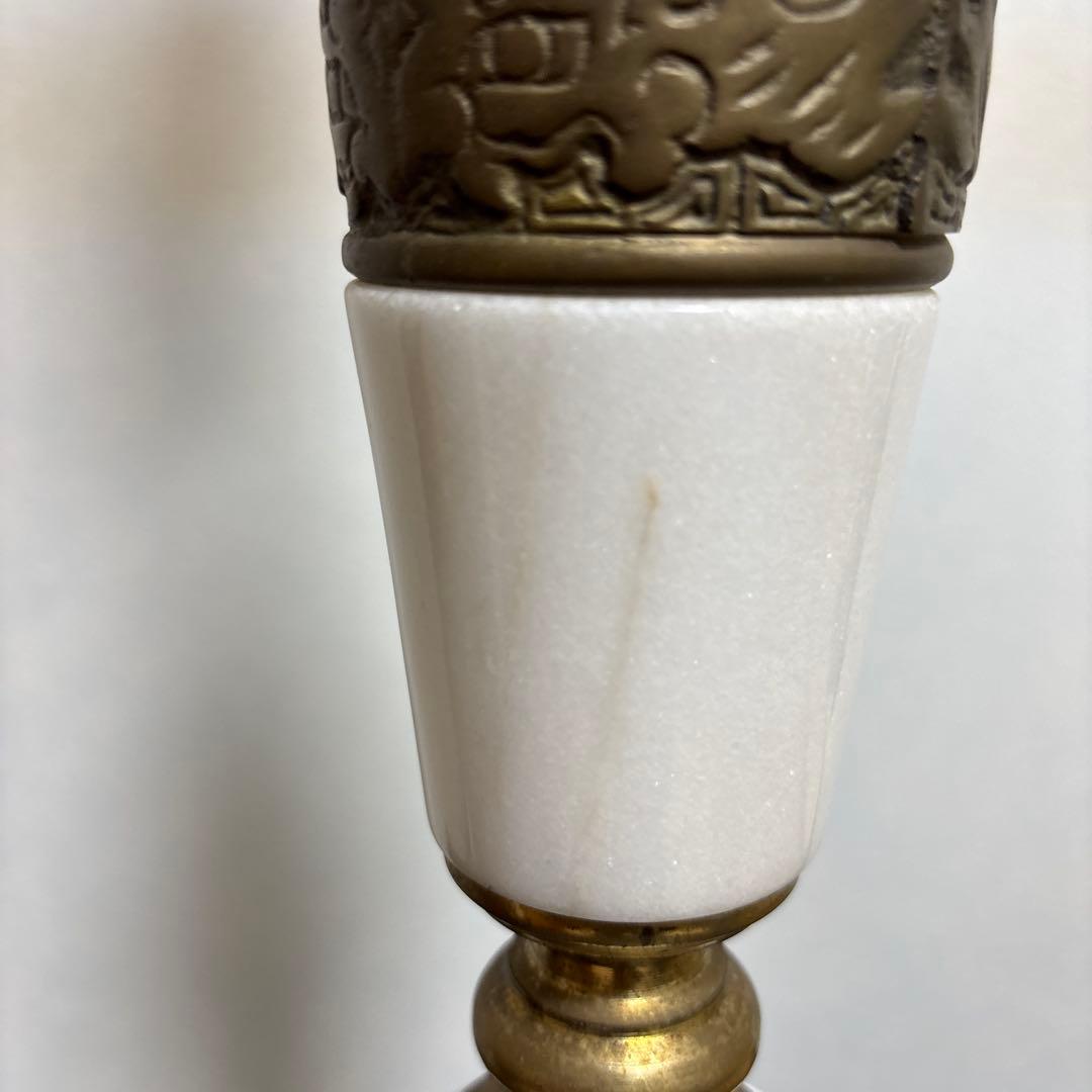 アンティークランプミルク色真鍮大理石