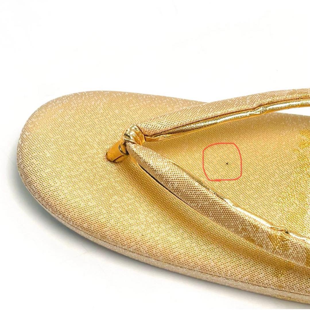 最終価格 新春セール 美品 創作 御誂 和装用バッグ 草履 2点セット ゴールド