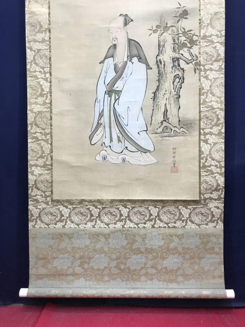 【真作】狩野探信/桃仙人図/人物図/掛軸/名家伝来/AC-168
