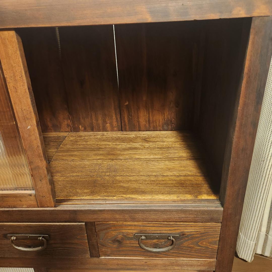 昭和レトロ 水屋箪笥 飾り棚 古家具 木製キャビネット 食器棚 時代箪笥