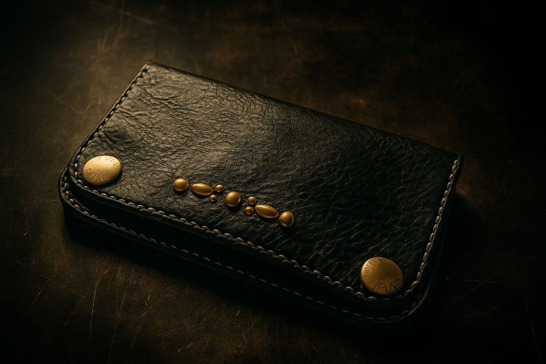 S*a様 イタリアンレザー アリゾナ トラッカーウォレット 真鍮スタッズ ハンド