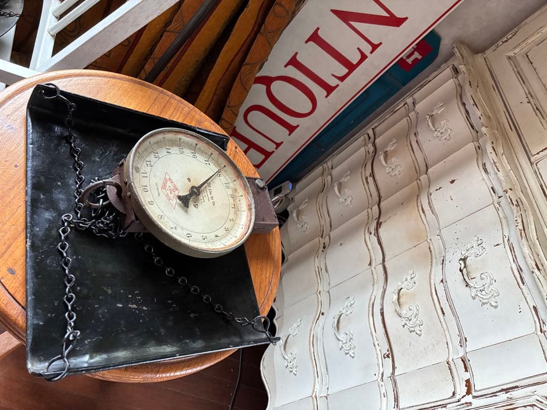 アンティーク　ハンギング　スケール　お皿チェーン付き　秤はかり　アメリカ100年