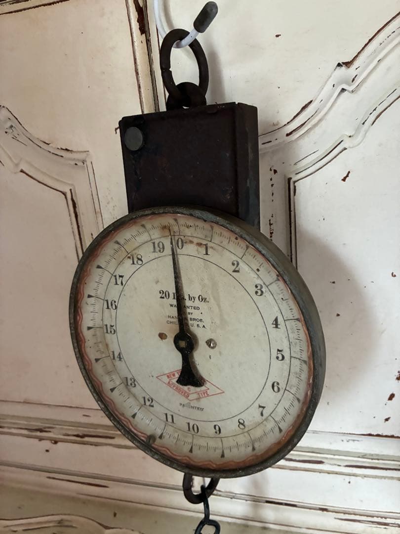 アンティーク　ハンギング　スケール　お皿チェーン付き　秤はかり　アメリカ100年