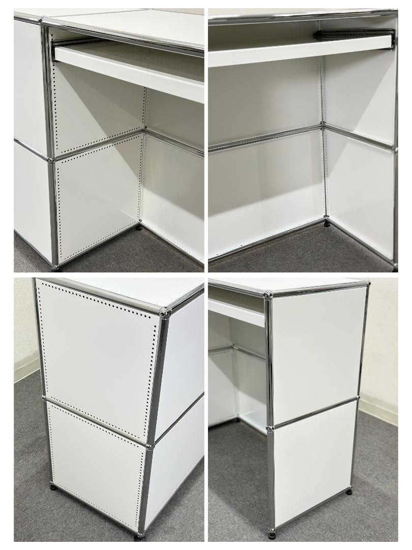 正規品■USMハラー■1列2段キャビネット＆デスク 　キーボードスライダー付　白