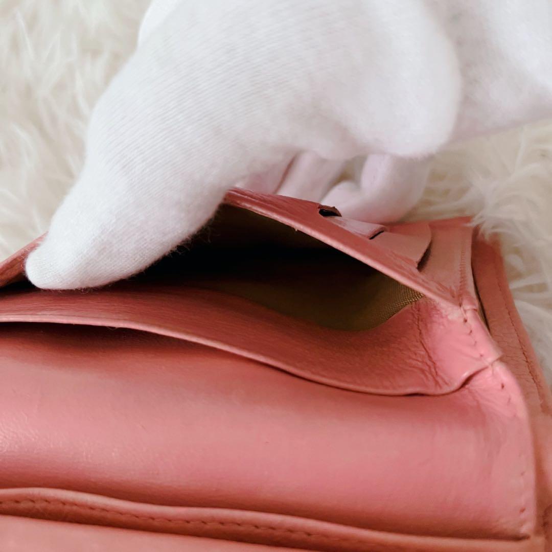 CHANEL 二つ折り財布 ココマーク キャビアスキン レザー がま口 箱付き