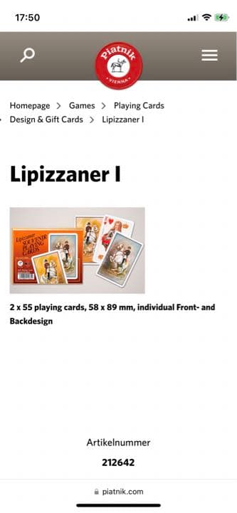 PIATNIK製 トランプ リピッツァナー(軽種馬) Lipizzaner I