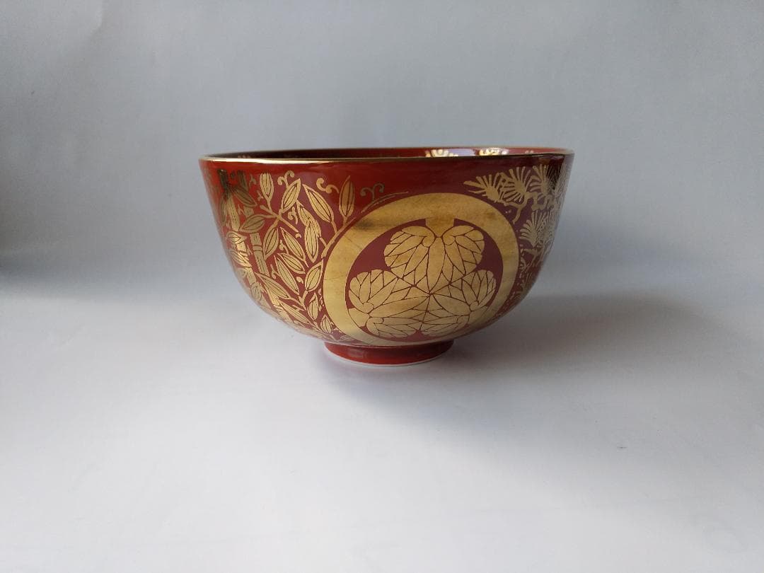 京焼 平安 勝見永泉 作 金襴手葵龍紋 茶碗 共箱 共布 茶道具 抹茶碗 新品