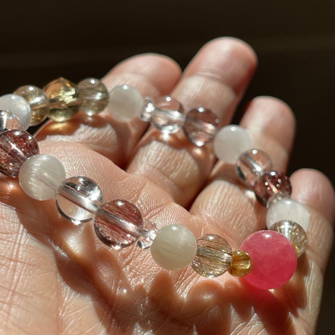 ロードクロサイト ウィスキークォーツ　ブレスレット