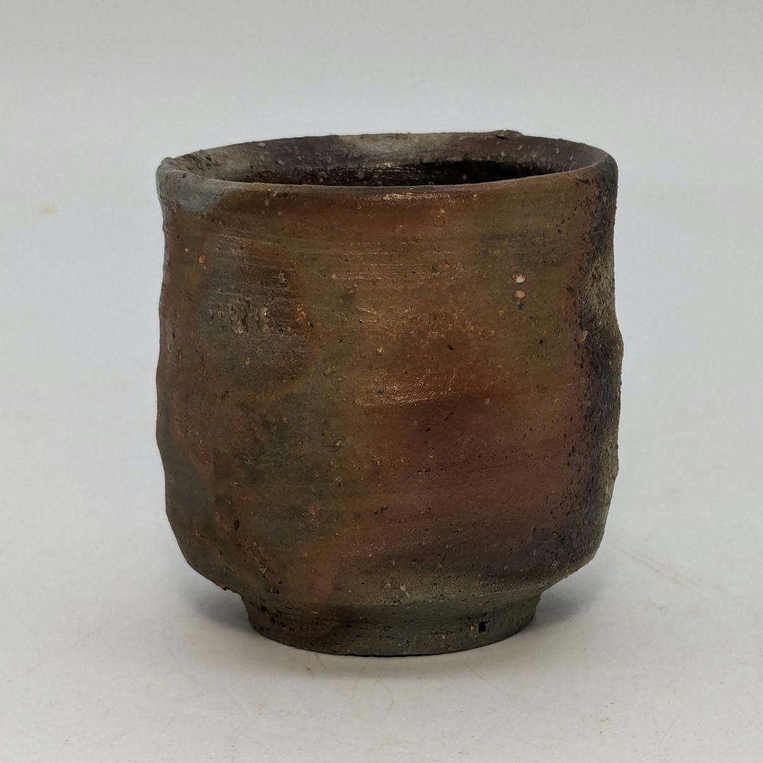 藤原謙（三代目藤原楽山） 造 備前焼 金彩緋襷徳利&酒呑 合箱合布 ぐい呑 酒器