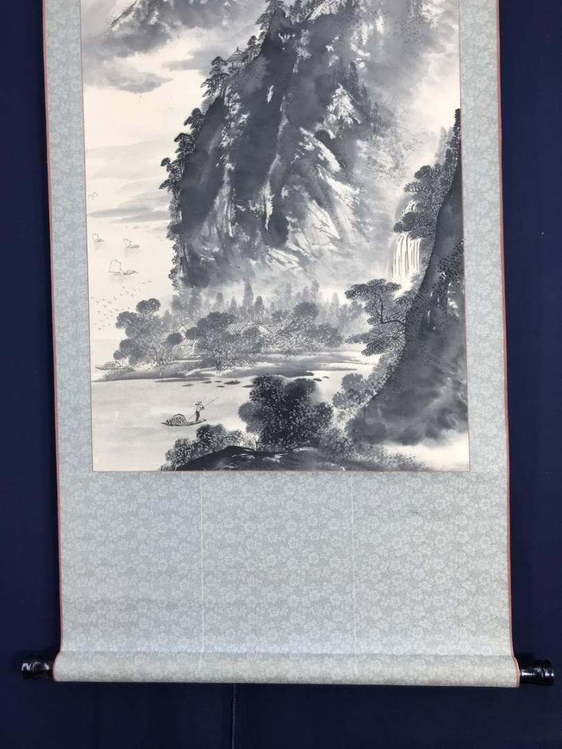 【真作】石谷/山水図/山水人物図/掛軸/名家伝来/AB-868