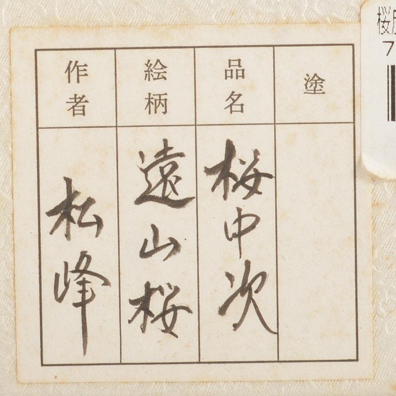 茶道具　越前塗　中出松峰作　螺鈿装飾　遠山桜蒔絵　桜中次　棗　共箱　V　6433