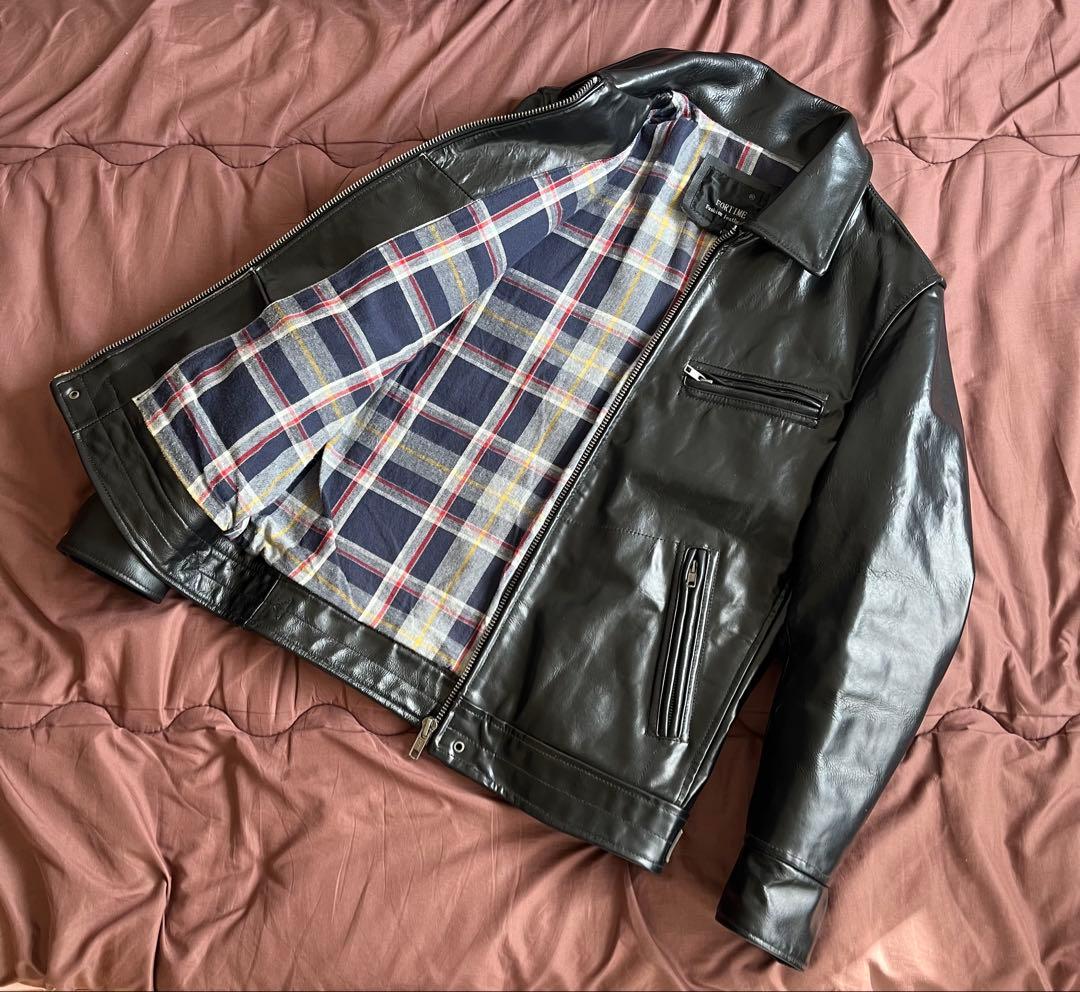 FORTIME ホースハイド 肉厚固 ブラック レザー ジャケット L