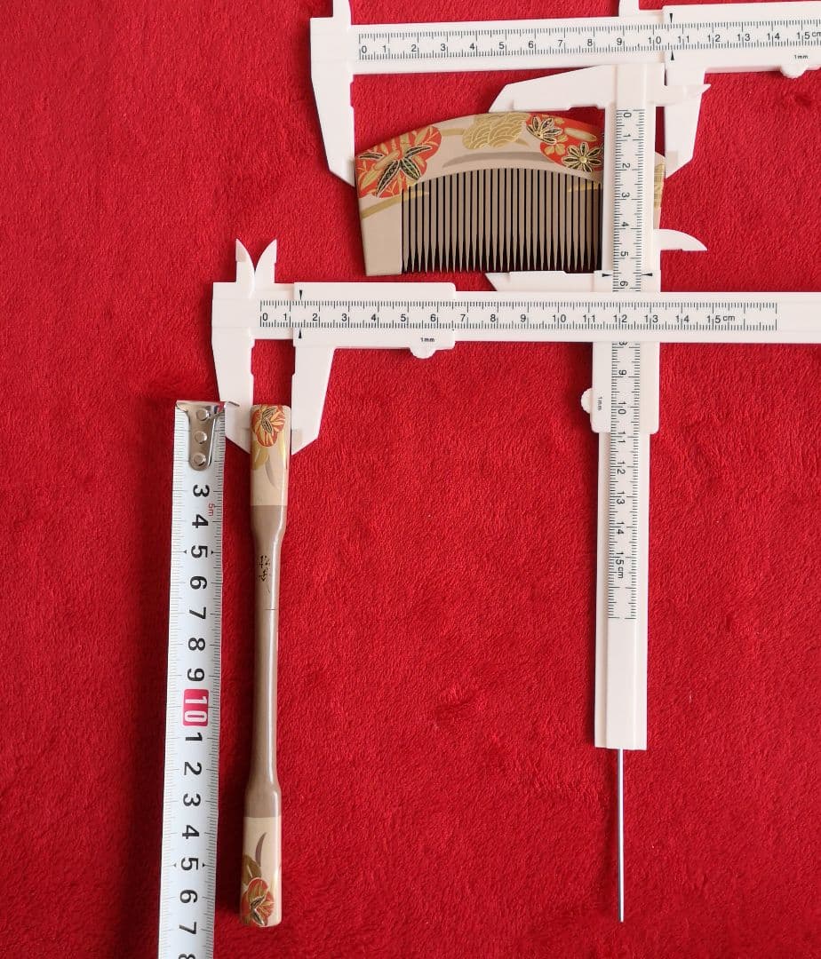 アンティーク 希少 松哉 櫛 簪 金彩 シェル 松竹梅 装飾 2点セット