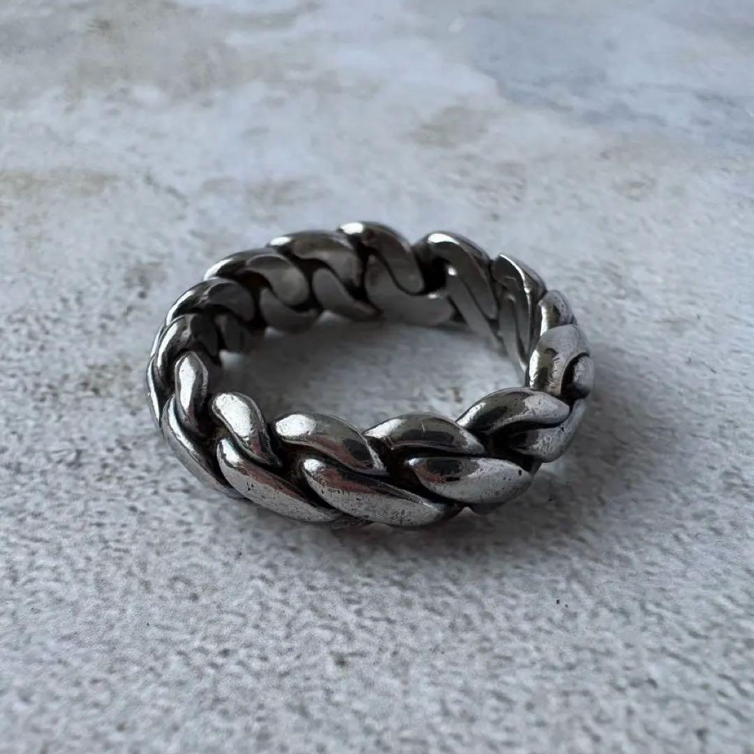 ヴィンテージ ウーブンロープバンドリング シルバー925 11号 メキシコ製