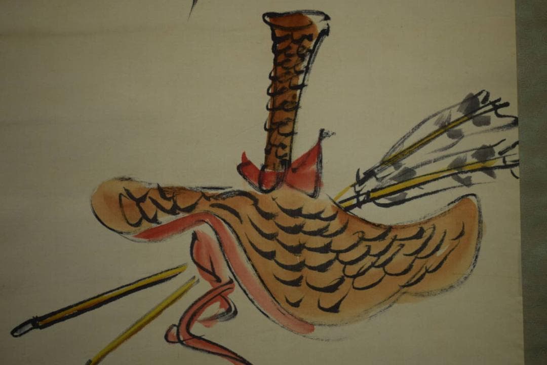 真作/巖谷小波/岩谷小波/巻狩用具画賛/俳句/布袋屋掛軸HJ-175