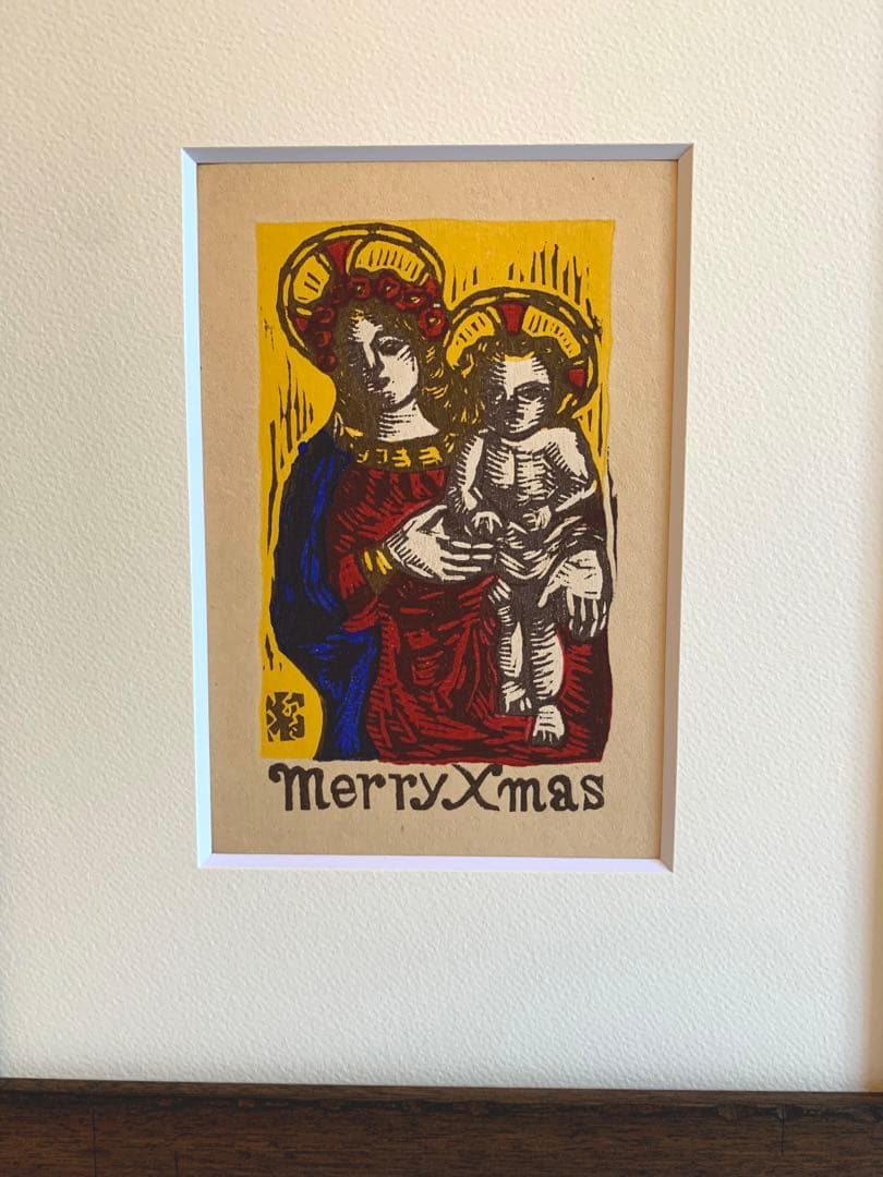 川上澄生　木版画　MerryXmas