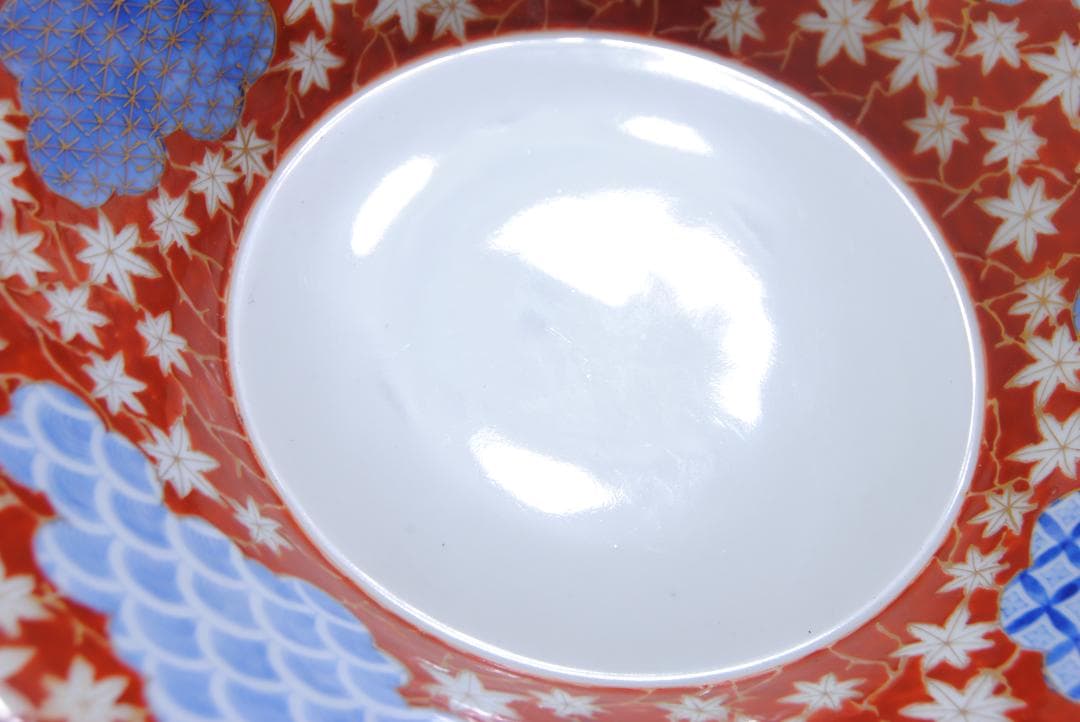 オールド深川　深鉢 紅葉 青海波 七宝文 深川製磁