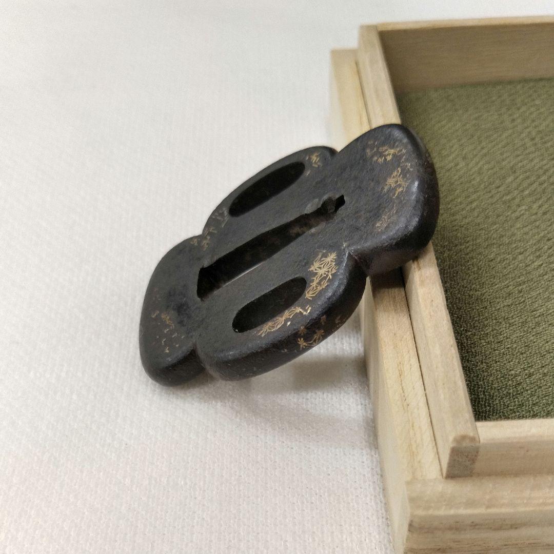 短刀鍔　分銅形　鍔　鐔　象嵌　木瓜　刀装具　時代　日本刀　居合　 アンティーク