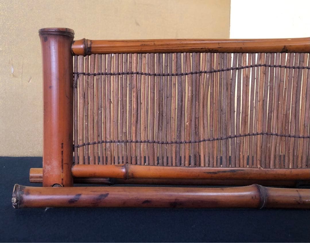 《R》茶道具 煎茶 煤竹結界 衝立 炉屏 竹峰作　 1f