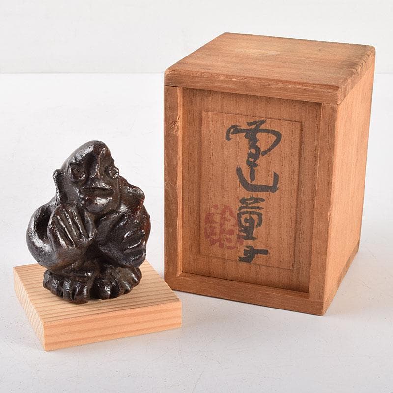 東大寺清水公照作　ブロンズ像　『雪山童子』　共箱　M　R4732