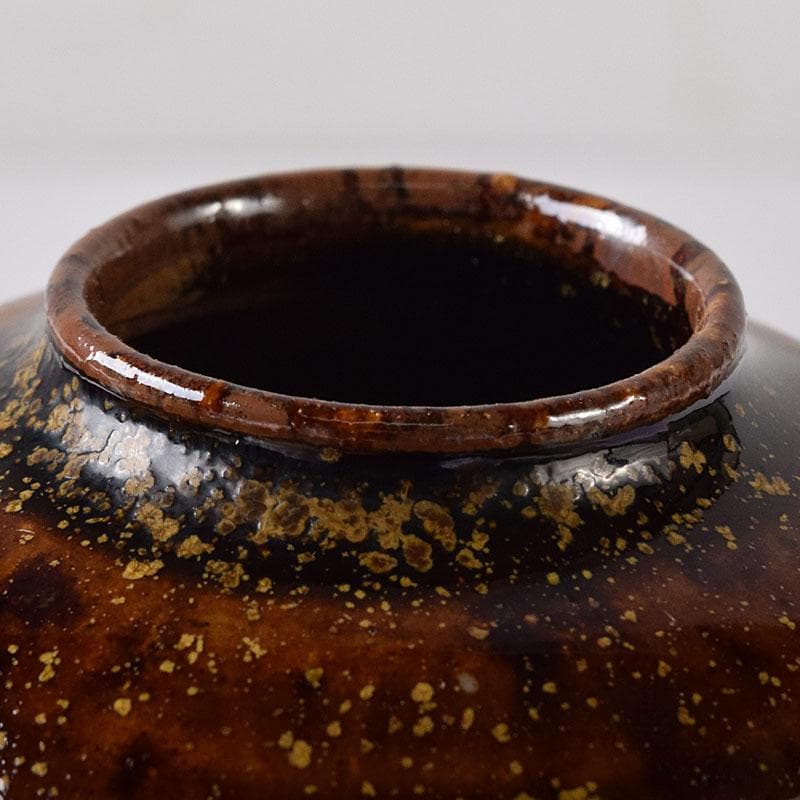 茶道具　石田陶春作　丹波茶入　西陣織宝間道仕覆付　共箱　V　7862