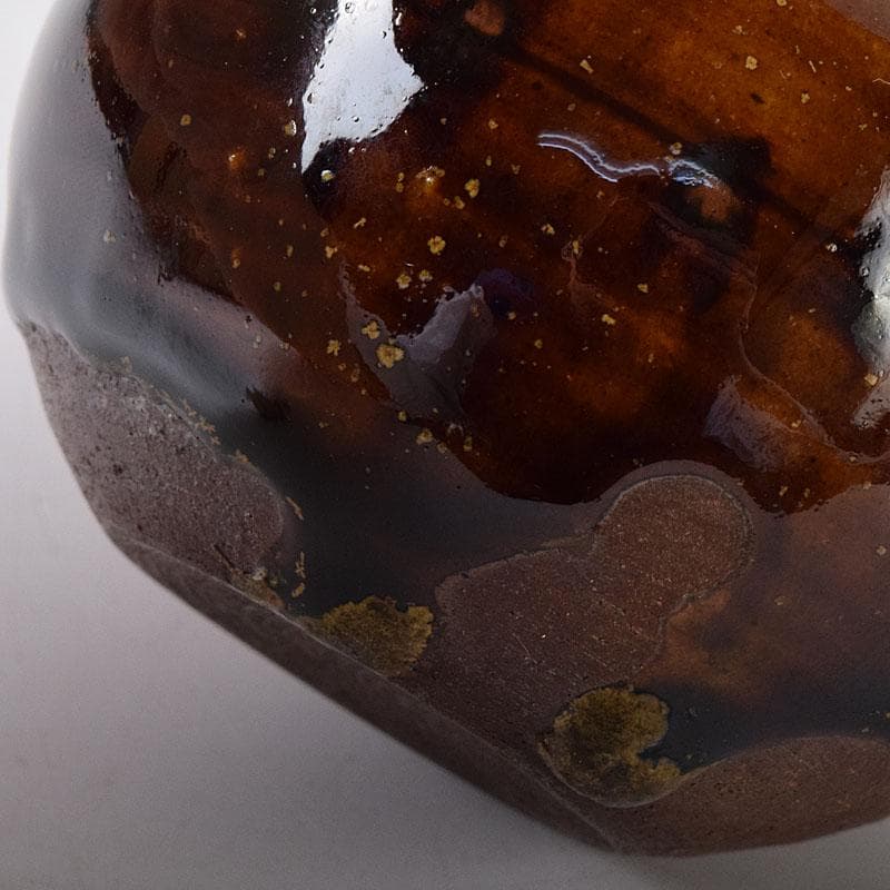 茶道具　石田陶春作　丹波茶入　西陣織宝間道仕覆付　共箱　V　7862