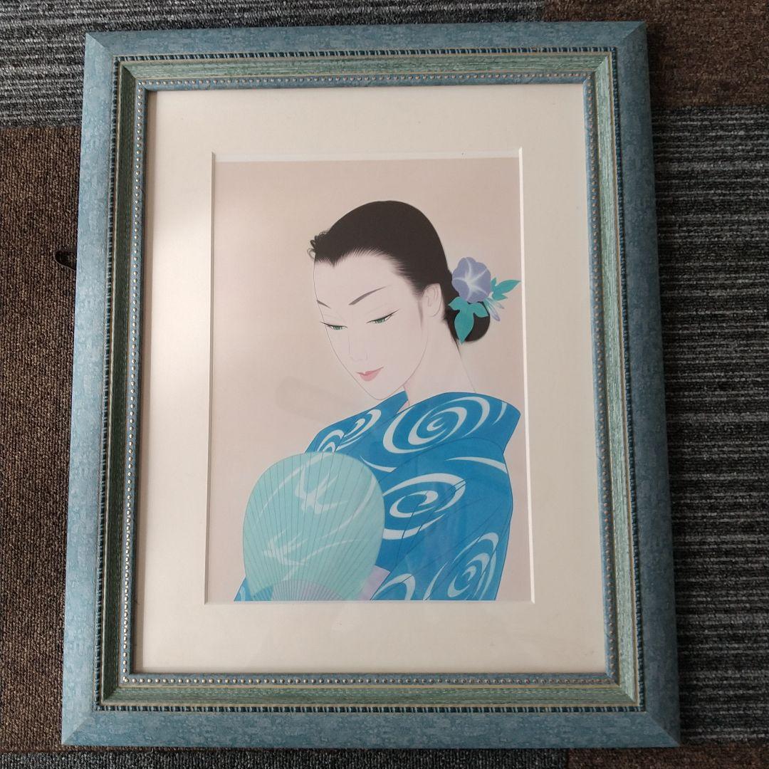 鶴田一郎 あさがお  額入り