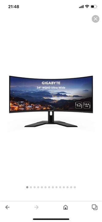 オシャレゲーミングモニター　曲　ギガバイト モニター g34