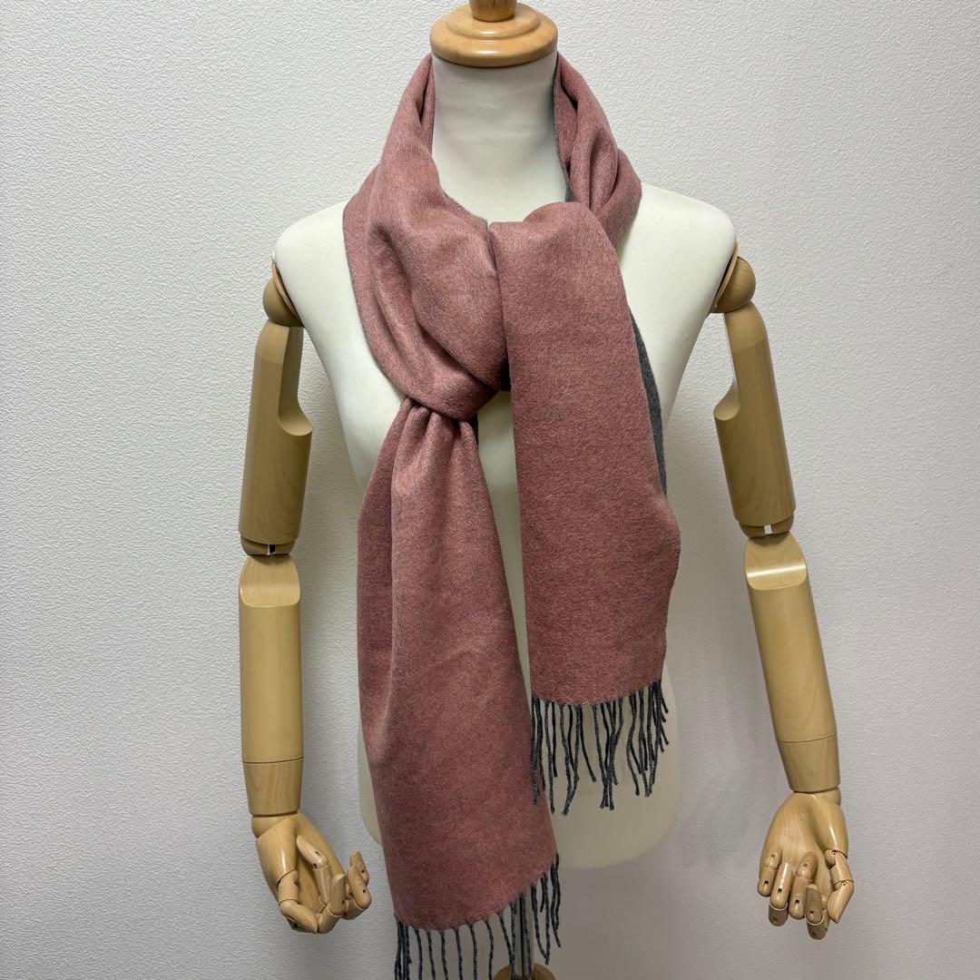 美品 ピアチェンツァ カシミヤ シルク マフラー ストール くすみピンク グレー