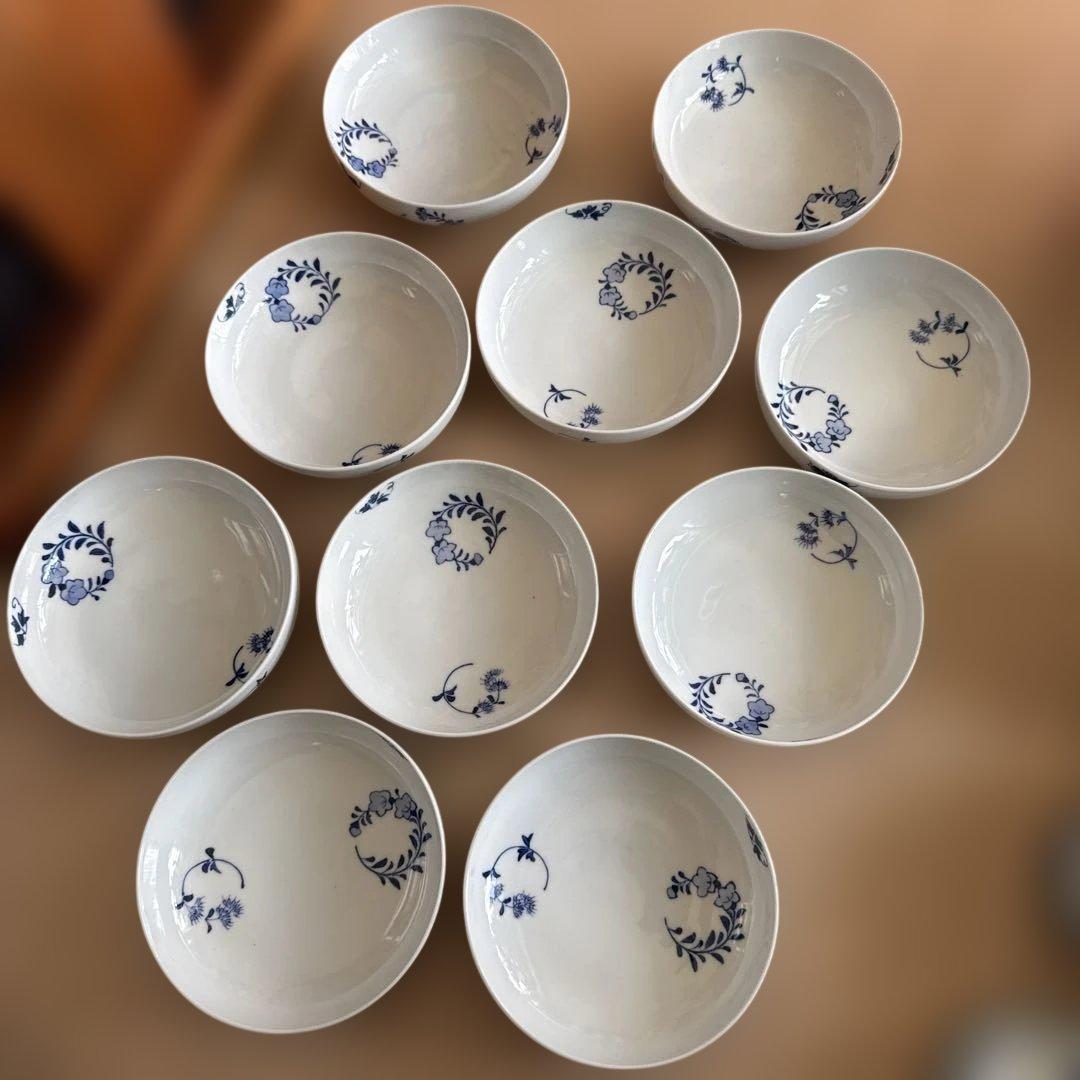 平安　喜泉造　七草模様　鉢　小鉢　中附　白泉　陶工白泉