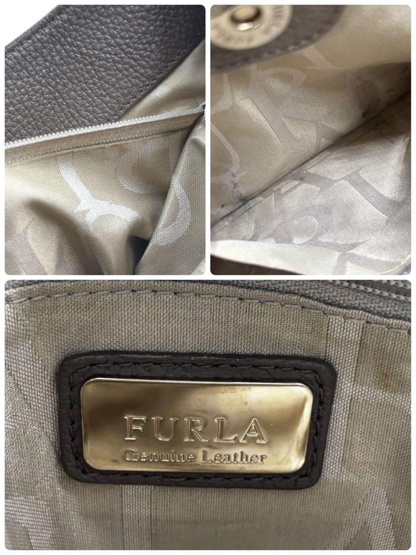 【良品】フルラ　カプリッチョ　2way ショルダーバッグ　ハンド　グレー斜め掛け