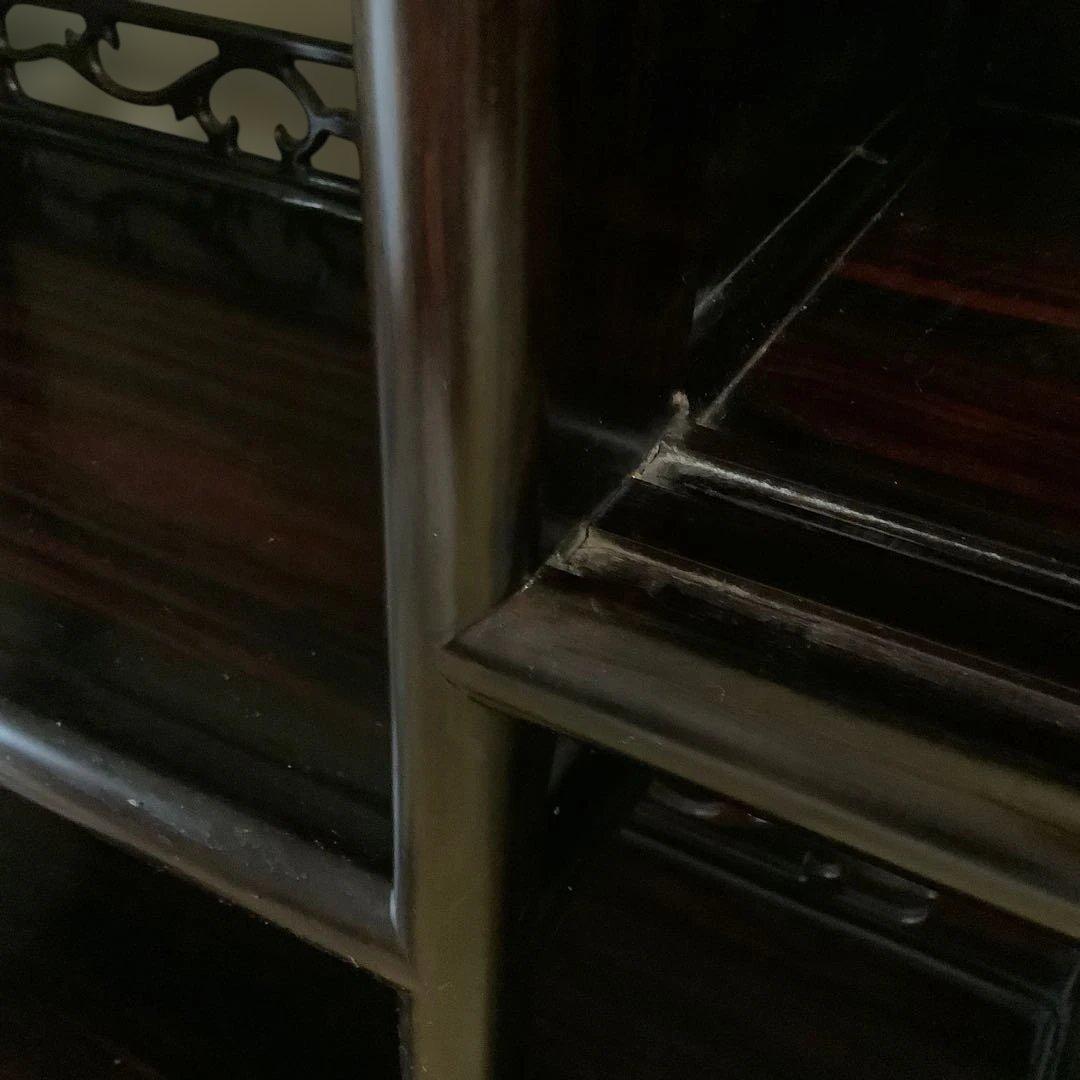 美品　レトロ　飾り棚　違い棚　茶棚　茶道　紫檀　木製　和家具　彫刻