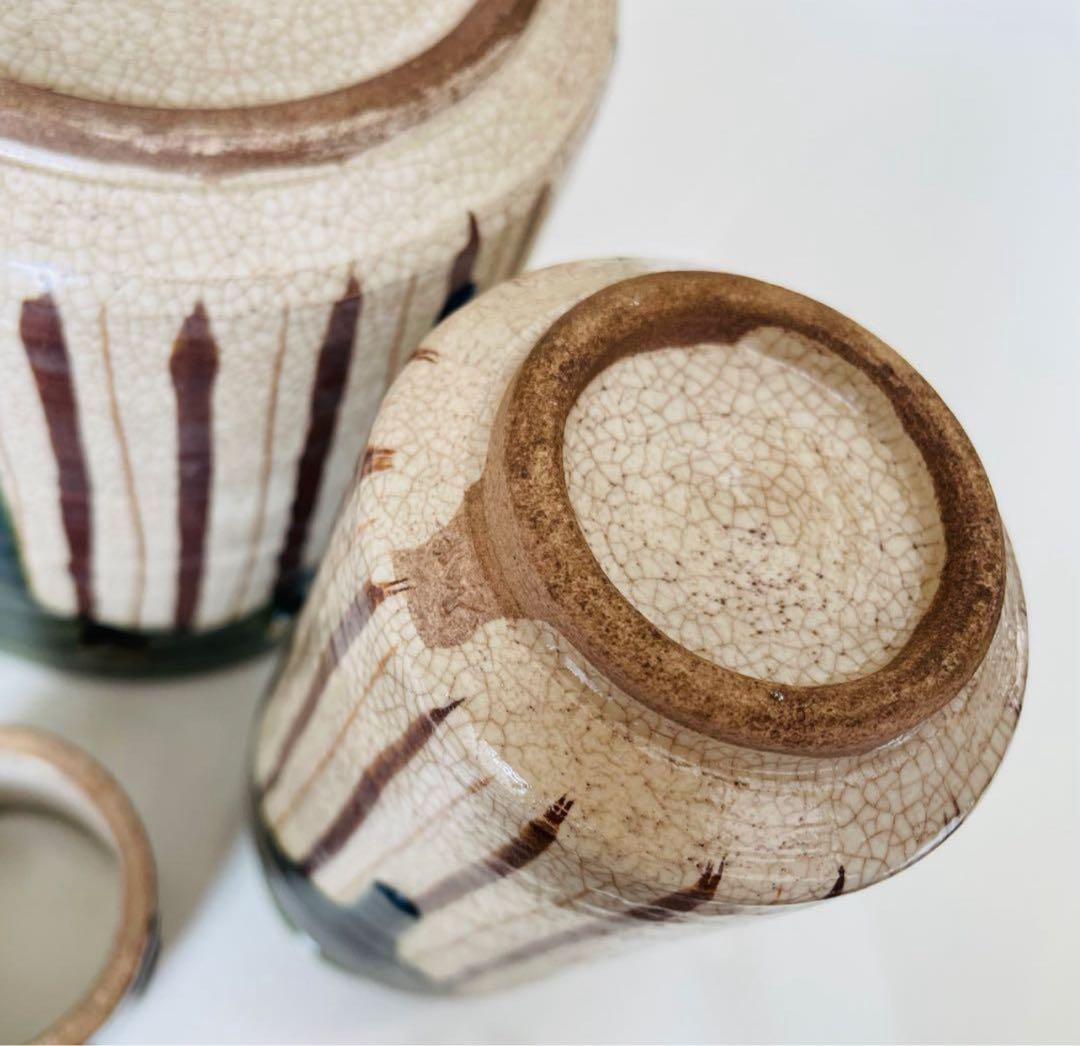 加藤六兵衛作★皆具　織部　水指　蓋置　建水　柄杓立　長谷元窯