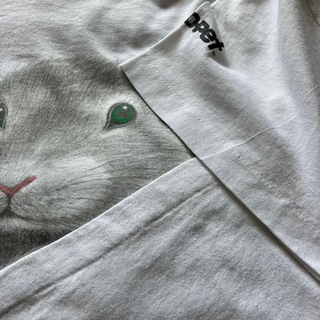 90's USA製 ヘインズ うさぎ 兎 デザインtシャツ 白 L