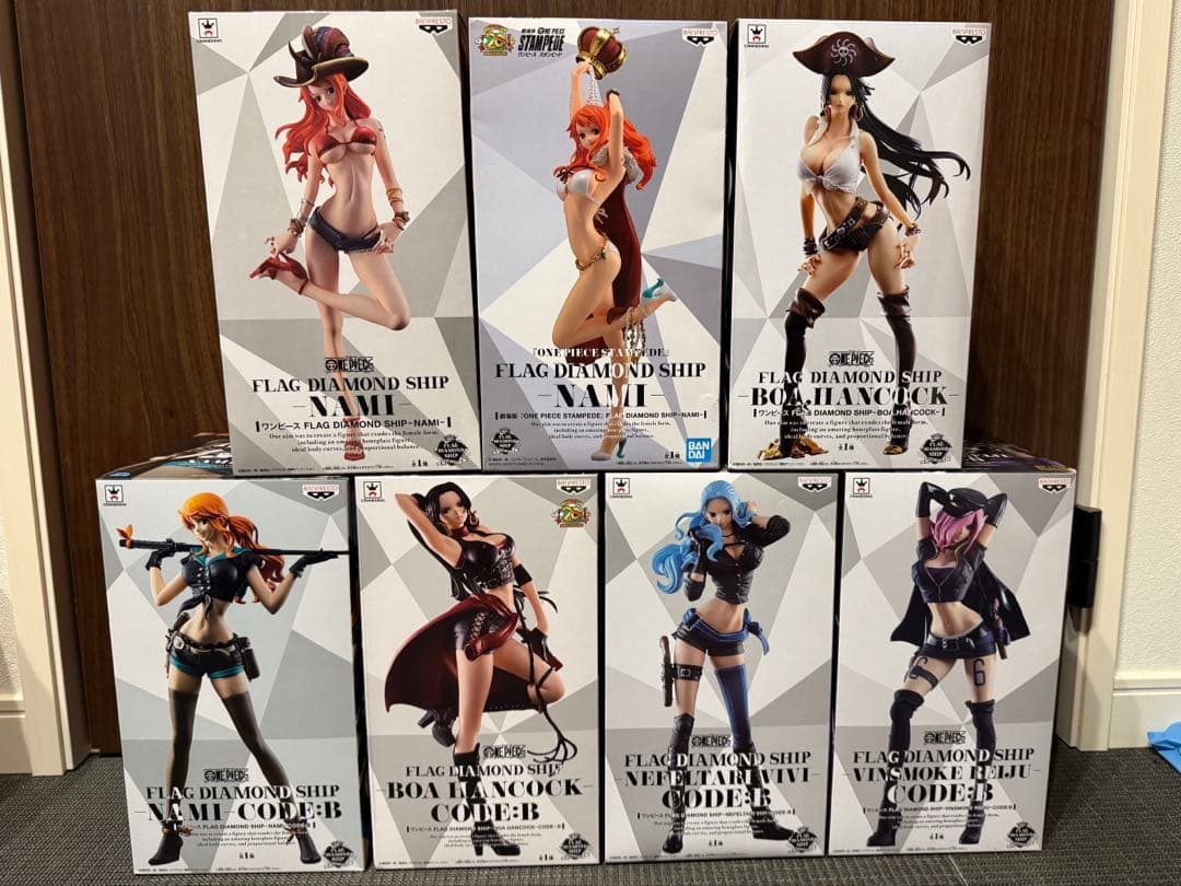 ワンピース フラッグダイヤモンドシップ ナミ ハンコック ビビ レイジュ 7点