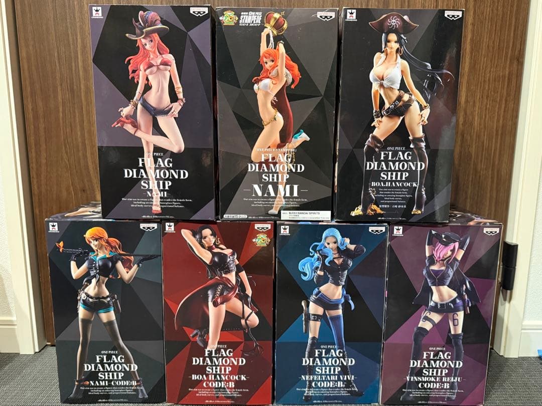 ワンピース フラッグダイヤモンドシップ ナミ ハンコック ビビ レイジュ 7点