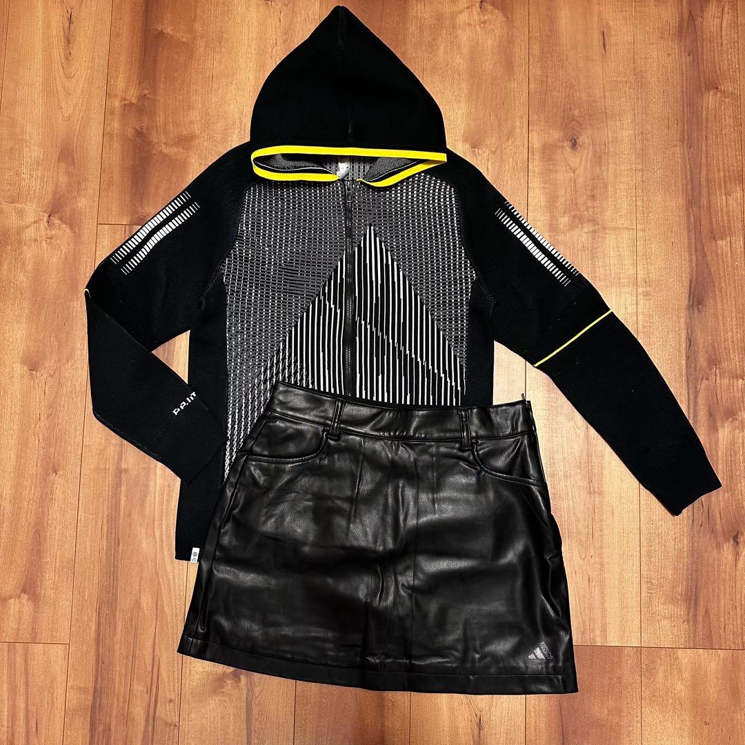 プライムニット　フルジップジャケット　レザースカート　春秋冬　セットアップ　L