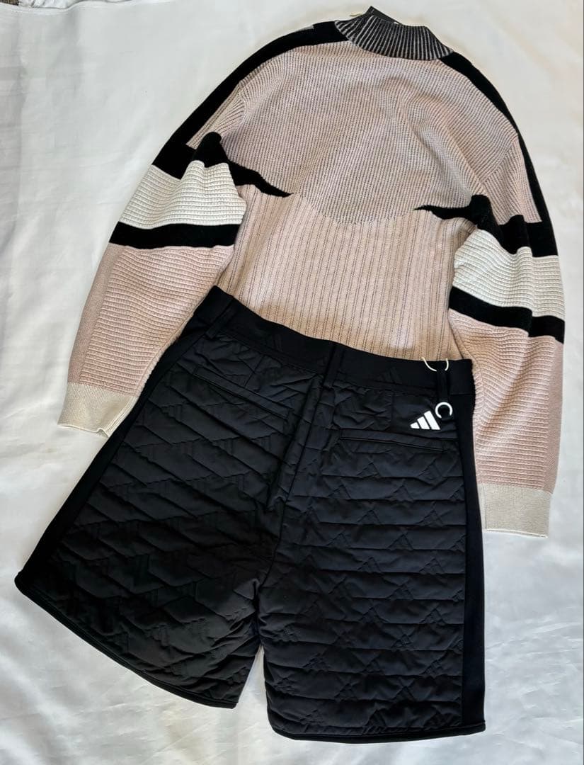 未使用　adidasゴルフ　モックネックセーターキルティングハーフパンツ　セット