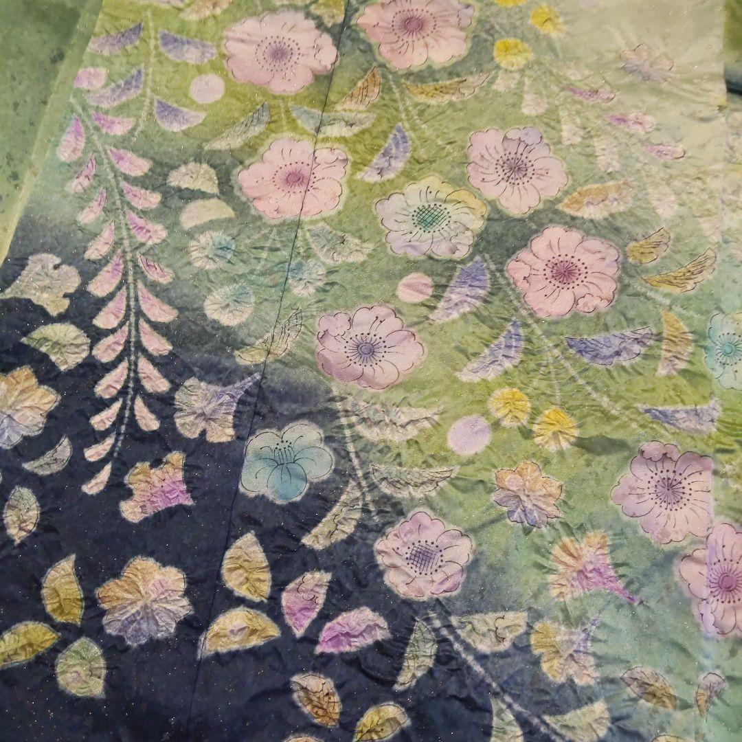 295【最終価格】翡翠色　金通し　落款辻ヶ花振袖6点フルセット成人式卒業式謝恩会