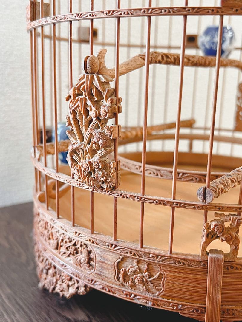 【蔵出し出品】アンティーク彫刻の鳥籠