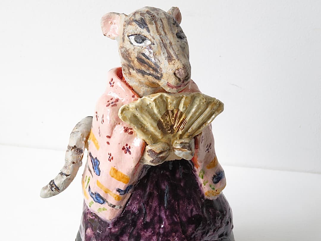 【価格変更】希少作★堤展子　ふたもの『干支ねずみ』