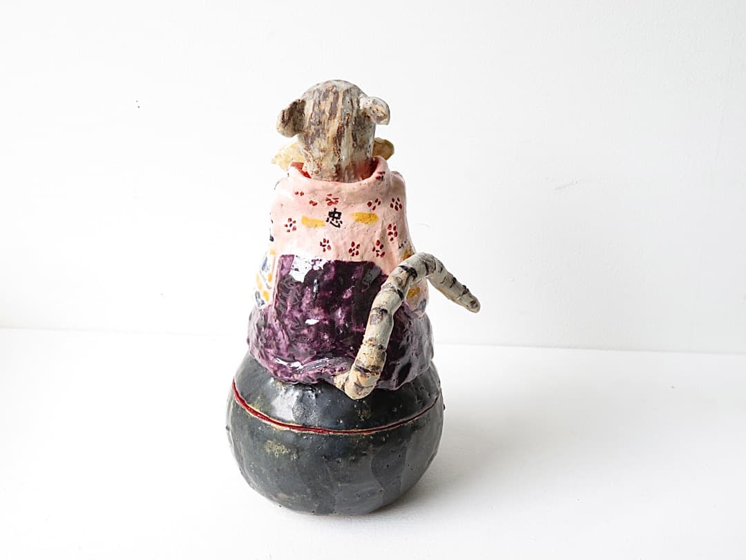 【価格変更】希少作★堤展子　ふたもの『干支ねずみ』