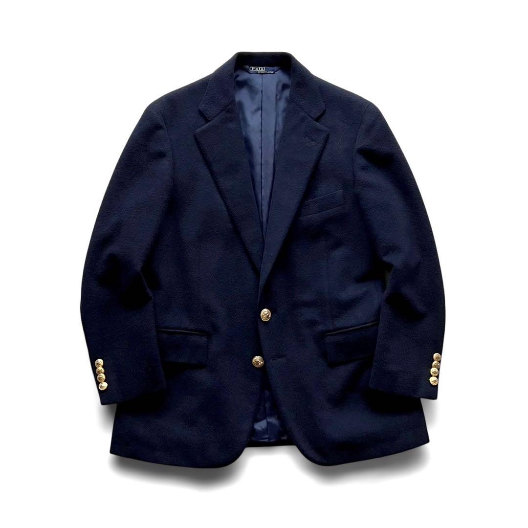 【美品】ヴィンテージPOLO RALPH LAUREN ウール金釦紺ブレザー