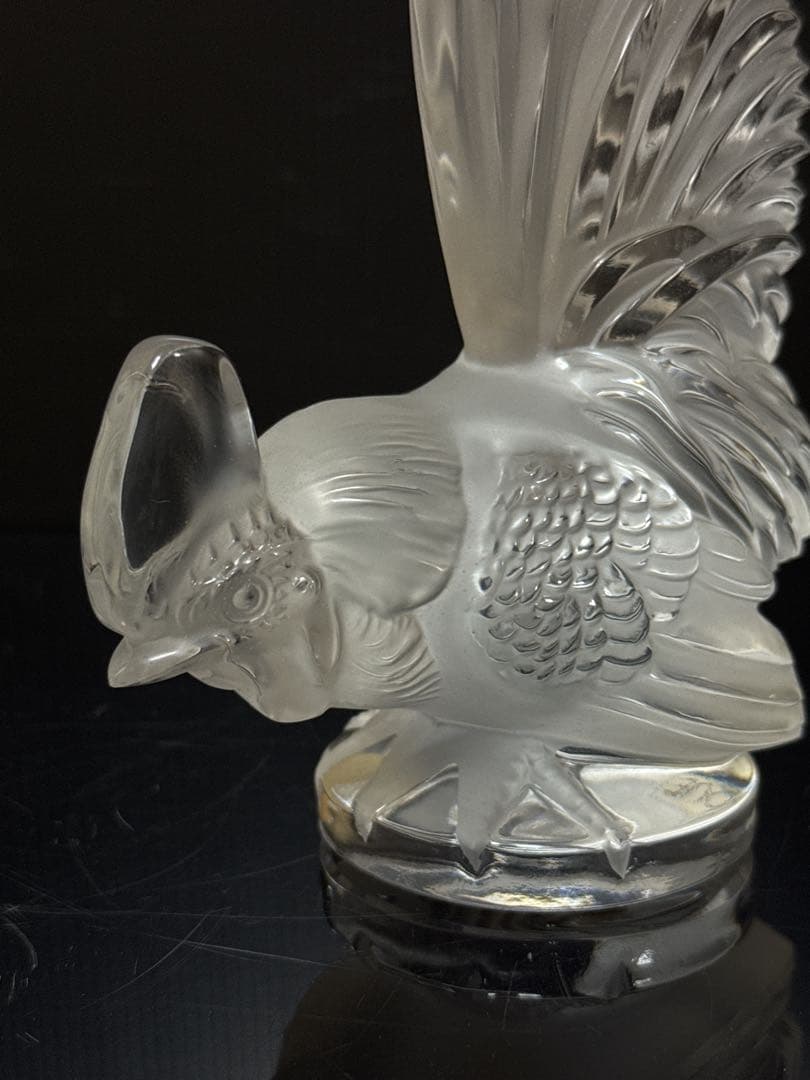LALIQUE クリスタル 鶏 コックナン カーマスコット 置物 サイン入